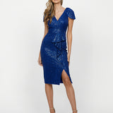 SAMPLE ADLIE DRAPED SHOULDER RUFFLE MIDI SAMPLE BL58BD30S