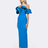 MAXINE OFF SHOULDER RUFFLE MAXI BL64D18L