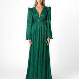 DOMINIQUE V NECK LONG SLEEVE MAXI BL66D22L