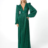 DOMINIQUE V NECK LONG SLEEVE MAXI BL66D22L