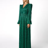 DOMINIQUE V NECK LONG SLEEVE MAXI BL66D22L
