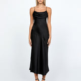 PEITA SATIN COWL NECK MIDI BL67D38S