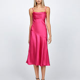 PEITA SATIN COWL NECK MIDI BL67D38S