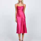 PEITA SATIN COWL NECK MIDI BL67D38S