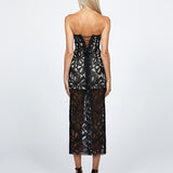 CLARISE FITTED STRAPLESS LACE MIDI BL68D42S