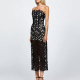 CLARISE FITTED STRAPLESS LACE MIDI BL68D42S