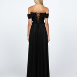 SHEYLAH OFF SHOULDER MINI DRESS WITH TRAIN BL68D68S