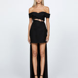 SHEYLAH OFF SHOULDER MINI DRESS WITH TRAIN BL68D68S