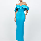 ALLYANA RUFFLE SHOULDER MAXI BL73D05L