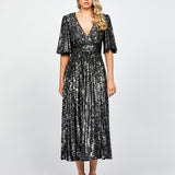 ANGIE FLUTTER SLEEVE MIDI BL73D22S