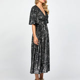 ANGIE FLUTTER SLEEVE MIDI BL73D22S
