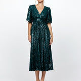 ANGIE FLUTTER SLEEVE MIDI BL73D22S