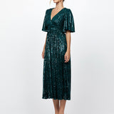 ANGIE FLUTTER SLEEVE MIDI BL73D22S