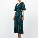 ANGIE FLUTTER SLEEVE MIDI BL73D22S