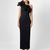 ELENA ONE SHOULDER RUFFLE MIDAXI B77D77L