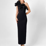 ELENA ONE SHOULDER RUFFLE MIDAXI B77D77L