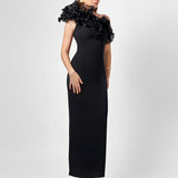 ELENA ONE SHOULDER RUFFLE MIDAXI B77D77L