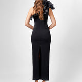 ELENA ONE SHOULDER RUFFLE MIDAXI B77D77L