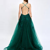 ALEXUS LACE HALTER BALL GOWN B81D31L