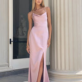 STEPHANIE COWL DRAPED SATIN GOWN B34D15L