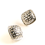 GEMMA TEXTURED SQUARE EARRINGS SILVER