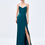 STEPHANIE COWL DRAPED SATIN GOWN B34D15L