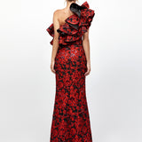 LETTY ONE SHOULDER RUFFLE GOWN B77D45L