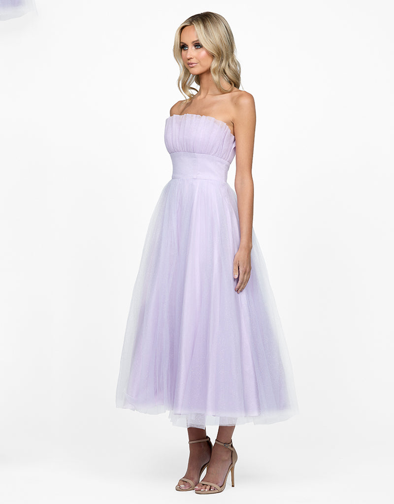 Tea length purple on sale dress