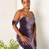TAYLA OFF SHOULDER DRAPED MIDI B53D03S