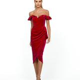 HEIDI RUFFLED MIDI DRESS BL54D07S