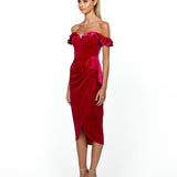 HEIDI RUFFLED MIDI DRESS BL54D07S