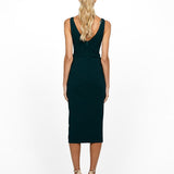 DAKOTA V NECK RUFFLE MIDI BL55D17S