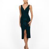 DAKOTA V NECK RUFFLE MIDI BL55D17S