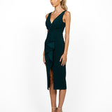 DAKOTA V NECK RUFFLE MIDI BL55D17S