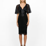 MACI CAPE SLEEVE SEQUIN MIDI BL56D12S