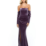 CASEY OFF SHOULDER DRAPED GOWN B53D01LT