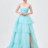 TIFF STRAPLESS TIERED BALL GOWN B83D01105
