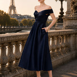 WYNTER OFF SHOULDER MIDI BL82D30S - Navy