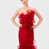 ZITA STRAPLESS RUFFLE GOWN B82D61L