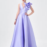 MIRELLA V NECK RUFFLE GOWN B83D01104