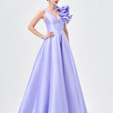 MIRELLA V NECK RUFFLE GOWN B83D01104