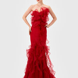 ZITA STRAPLESS RUFFLE GOWN B82D61L