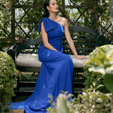 AZZA ONE SHOULDER BOW GOWN B70D20L