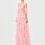 LILI OFF SHOULDER RUFFLE GOWN B82D79L