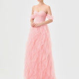 LILI OFF SHOULDER RUFFLE GOWN B82D79L