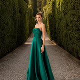 VIRGINIA CORSET STRAPLESS GOWN B82D66L - Plain Emerald