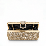 ELSIANA GLITTER RING CLASP GOLD CLUTCH 0050