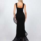 ALEXIS RUFFLE FISHTAIL HI LO GOWN B82D80HL
