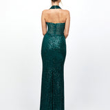 SHAYLYN SEQUIN HALTER GOWN B79D08L