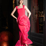 ALEXIS RUFFLE FISHTAIL HI LO GOWN B71D12HL